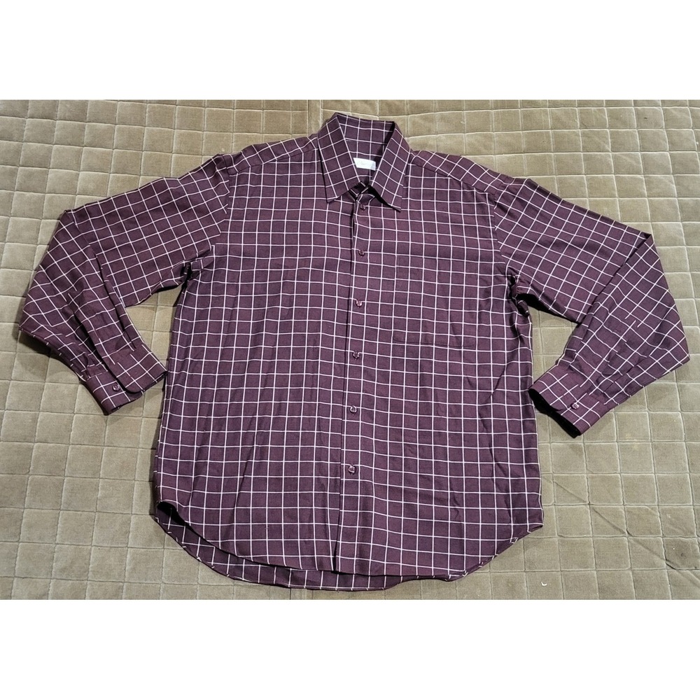 Brioni Sport Shirt Mens Medium Red Cotton Made In Italy Luxury Check Dress